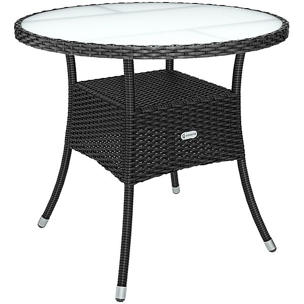 Polyrattan Tisch Schwarz Ø80cm günstig online kaufen