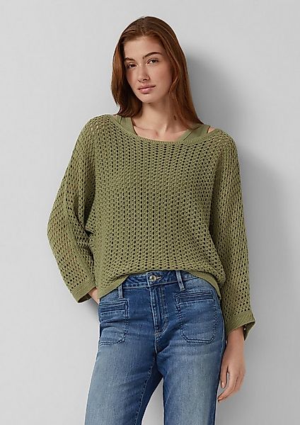 s.Oliver Longpullover Strickpullover Verkürzter Ajour-Strickpullover in Ove günstig online kaufen