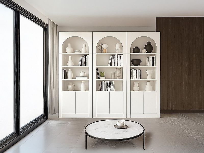 Set aus 3 Bücherregalen mit 4 Fächern und 2 Türen – Weiß – CYMORA günstig online kaufen