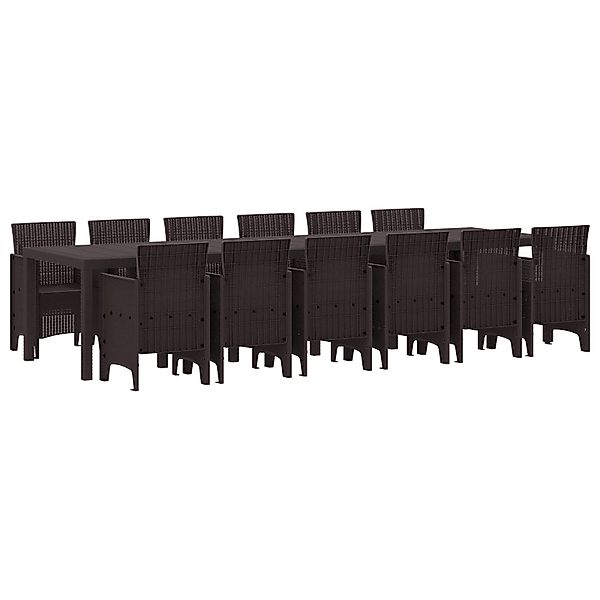 vidaXL Gartentisch 13-teilige Garten-Essgruppe Braun Poly-Rattan günstig online kaufen