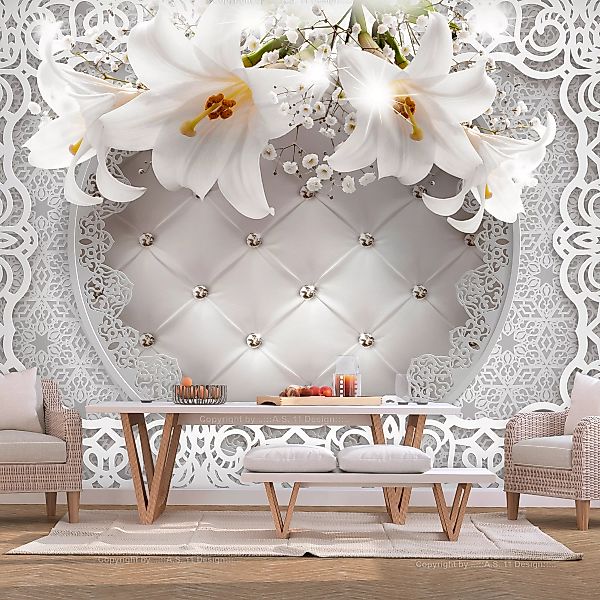 Fototapete - Lilies and Quilted Background günstig online kaufen