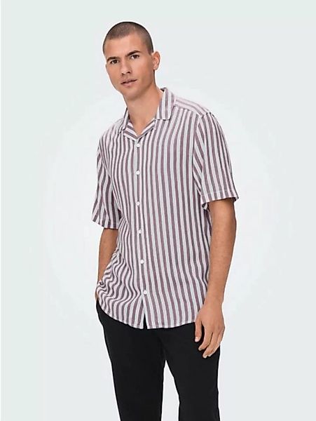 ONLY & SONS Kurzarmhemd Gestreiftes Kurzarm Hemd ONSWAYNE 5011 in Rosa günstig online kaufen