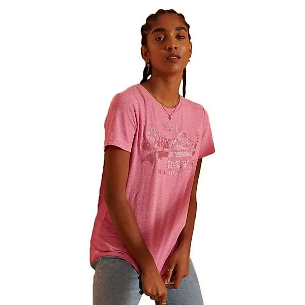 Superdry Vintage Logo Tonal Glitter Kurzarm T-shirt M Pink Snowy günstig online kaufen