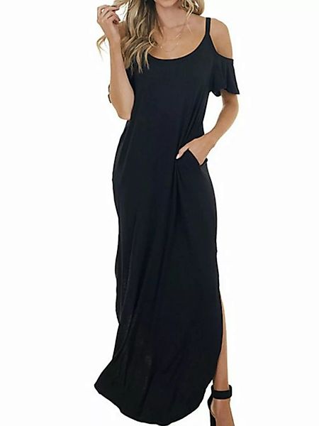 ZWY Dirndl Schulterfreies Kleid mit kurzen Ärmeln und langem V-Ausschnitt günstig online kaufen