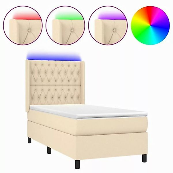 vidaXL Boxspringbett Boxspringbett mit Matratze LED Creme 80x200 cm Stoff B günstig online kaufen