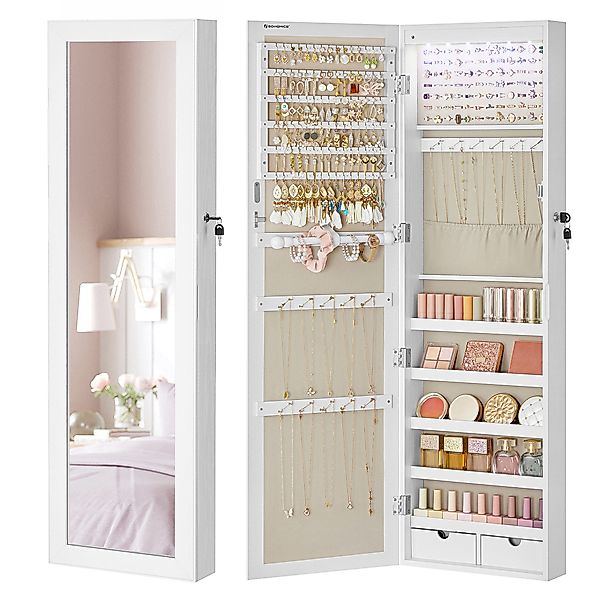 SONGMICS Schmuckschrank Spiegelschrank Wandspiegel Schmuck-Organizer mit günstig online kaufen