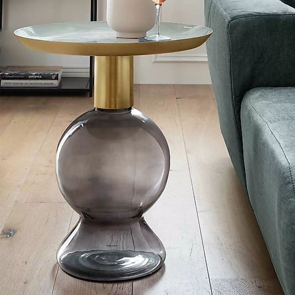Beistelltisch Sofa mit Glas Fuß Metallplatte günstig online kaufen