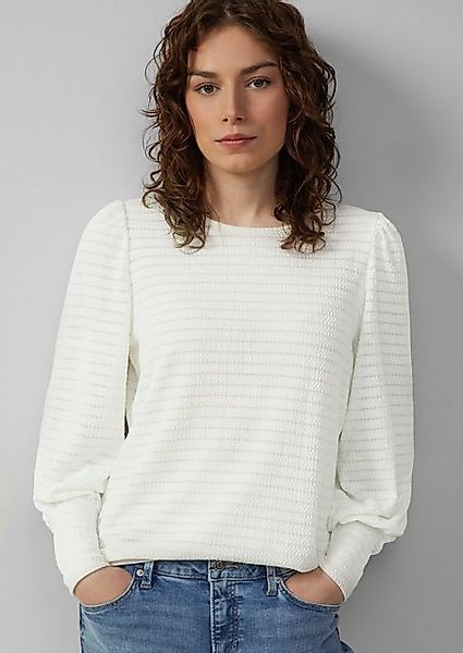 QS Langarmshirt Strukturiertes Langarmshirt mit Puffärmeln günstig online kaufen