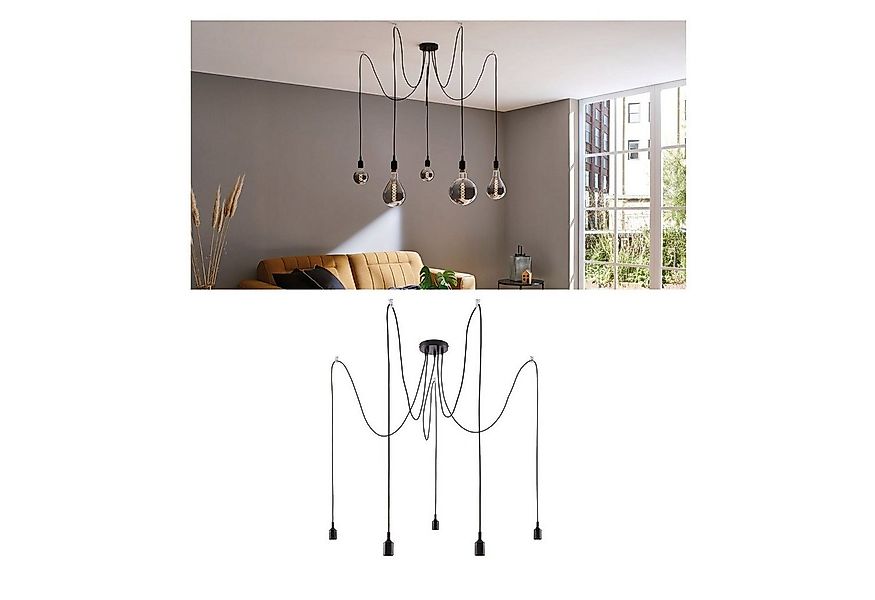 Paulmann Pendelleuchte Neordic Ketil max.5x60W Schwarz 230V Silikon/Metall, günstig online kaufen