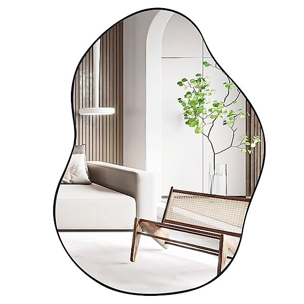 Costway Unregelmäßiger Wandspiegel 78 x 56 cm Schwarz günstig online kaufen