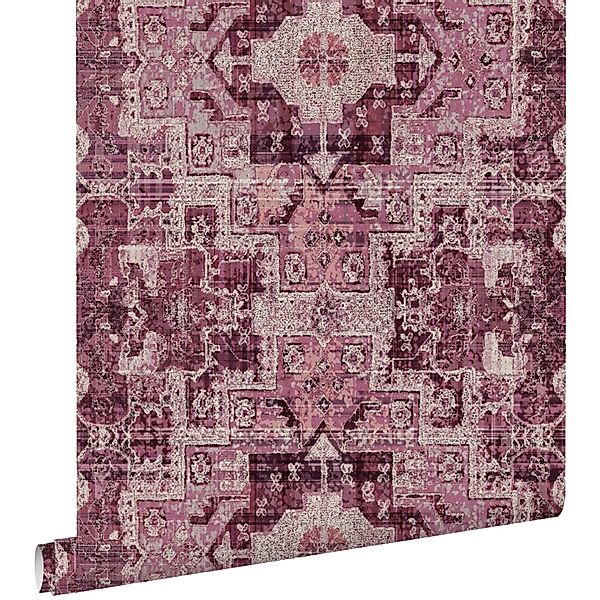 ESTAhome Tapete Orientalisches Kelim Patchwork Burgunderrot 53 Cm X 1005 Cm günstig online kaufen