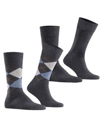 Burlington 2-er Set Socken Grau mit Argyle-Muster günstig online kaufen