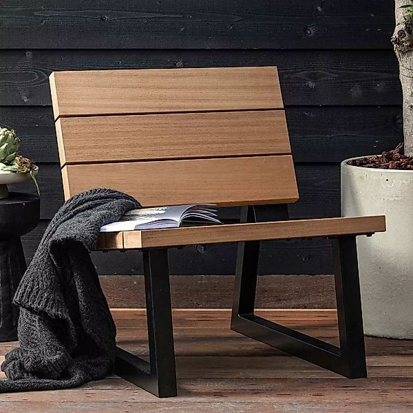 Outdoor-Stuhl aus Abachi Holz Untergestell aus Metall günstig online kaufen