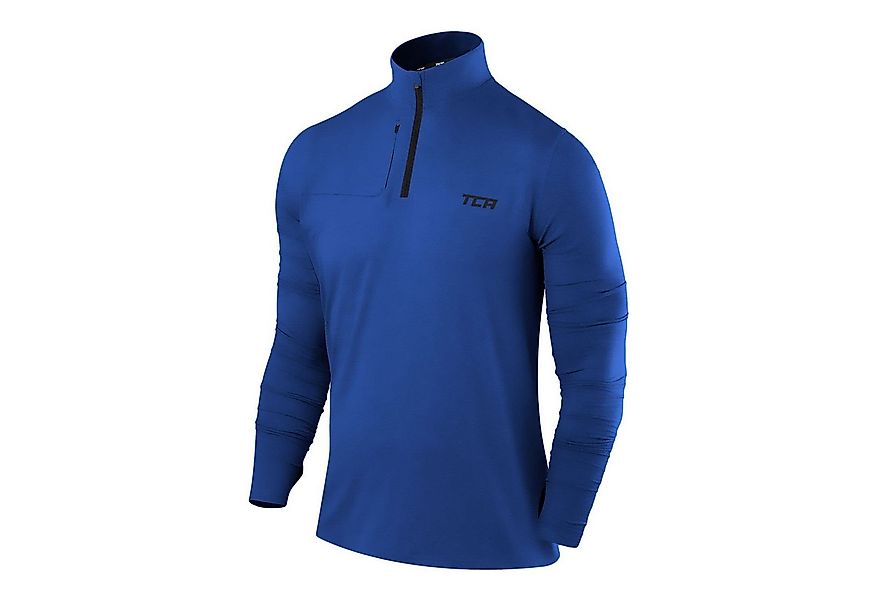 TCA Trainingsshirt TCA Herren Langarm Laufshirt mit Reißverschluss - Blau, günstig online kaufen