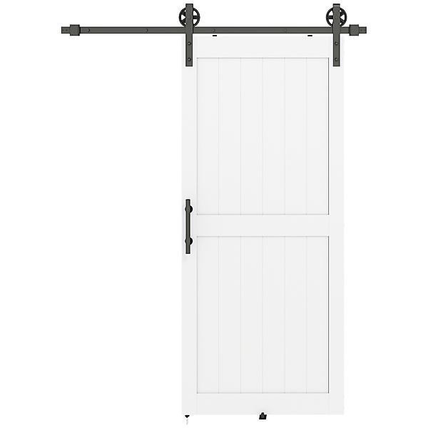 HOMCOM 213 cm Schiebetür im Landhausstil mit Schiene und Griff, MDF und Sta günstig online kaufen