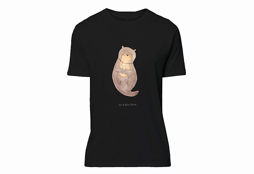 Mr. & Mrs. Panda T-Shirt Otter mit Muschelmedaillon - Schwarz - Geschenk, n günstig online kaufen