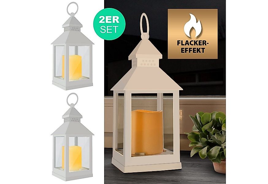 EAXUS LED Laterne Windlicht mit realistischem Flammeneffekt, LED fest integ günstig online kaufen