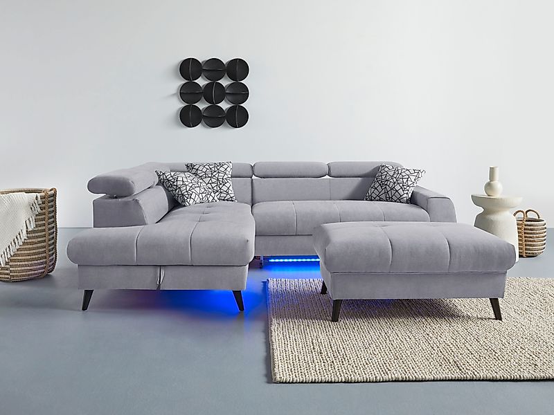 COTTA Ecksofa "Mia L-Form mit 3 Zierkissen" wahlweise mit Bettfunktion, Bet günstig online kaufen