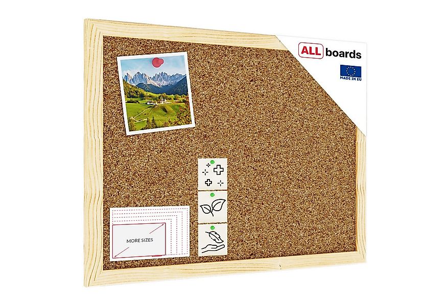 ALLboards Memoboard ALLboards Pinnwand mit Holz Rahmen Korktafel Korkwand günstig online kaufen