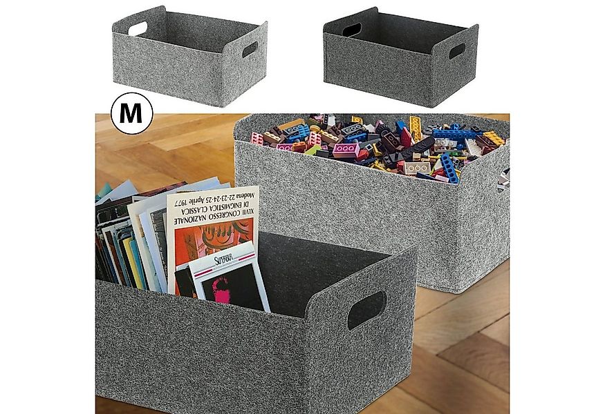 CEPEWA Aufbewahrungskorb Aufbewahrungsbox 2er Set Filz hellgrau dunkelgrau günstig online kaufen