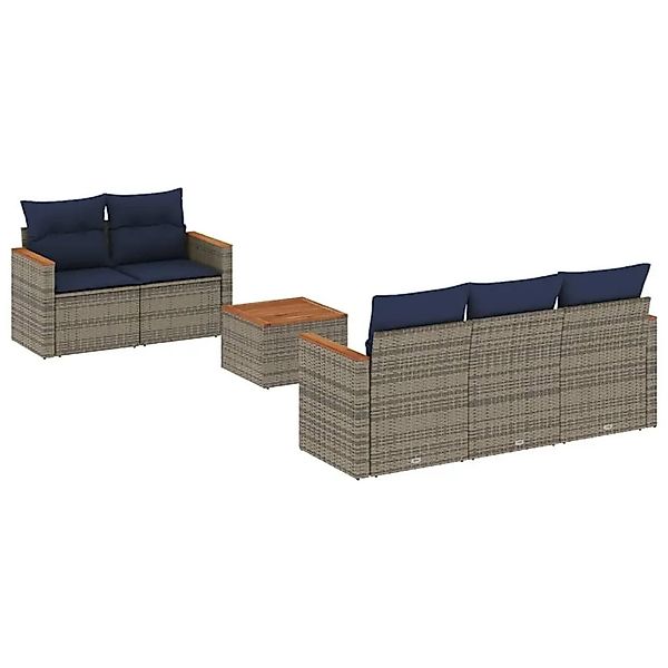 vidaXL 6-Tlg Gartensofa-Set mit Kissen Grau Polyrattan 3225788 günstig online kaufen