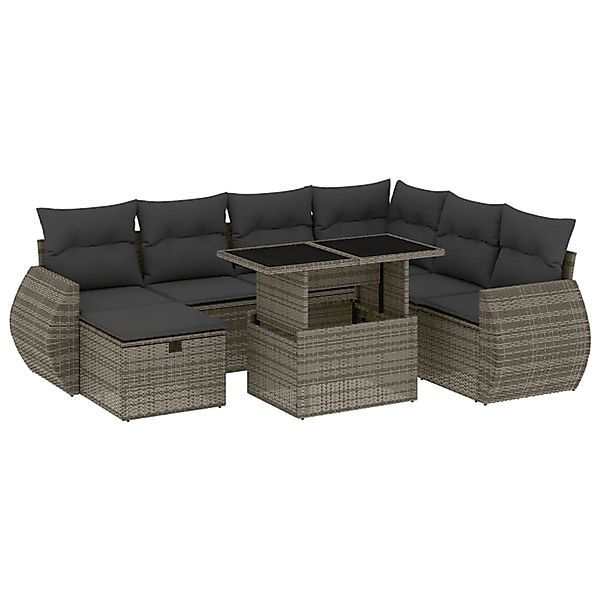 vidaXL 8-Tlg Garten-Sofagarnitur mit Kissen Grau Poly Rattan 3275160 günstig online kaufen
