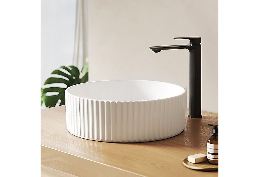 EMKE Aufsatzwaschbecken Keramik Aufsatzwaschbecken rund 36 cm, Badezimmer W günstig online kaufen
