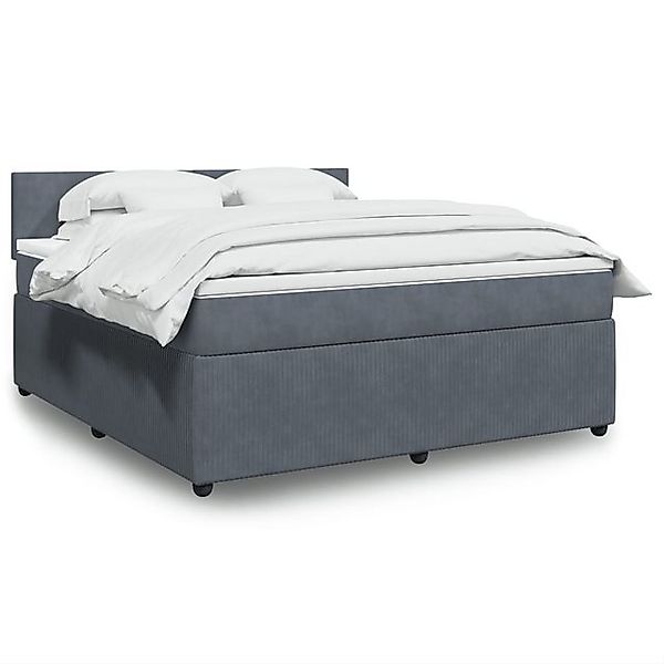 vidaXL Bettgestell Boxspringbett mit Matratze Dunkelgrau 180x200 cm Samt Be günstig online kaufen