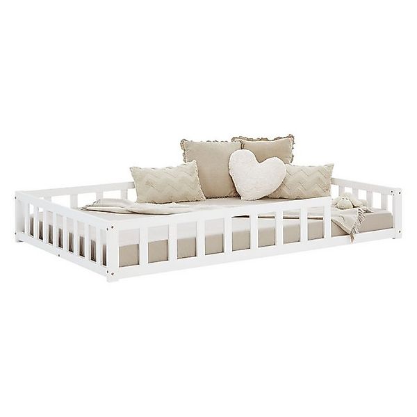 Homestyle4u Kinderbett Kinderbett 90x200 oder 120x200 Bodenbett mit Rausfal günstig online kaufen
