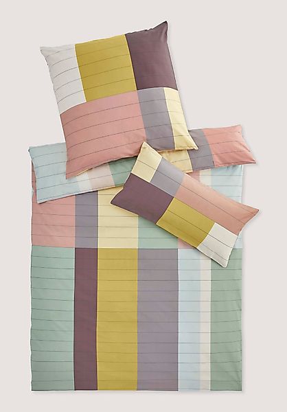 hessnatur Peached Perkal Bettwäsche-Set LOHKO aus Bio-Baumwolle - grün - Gr günstig online kaufen