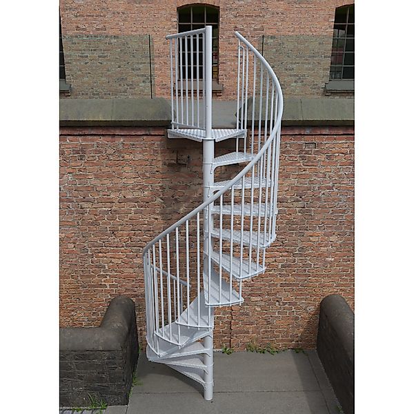 Minka Außentreppe Rondo Zink Ø 120 cm Weiß Geschosshöhe bis 305 cm günstig online kaufen