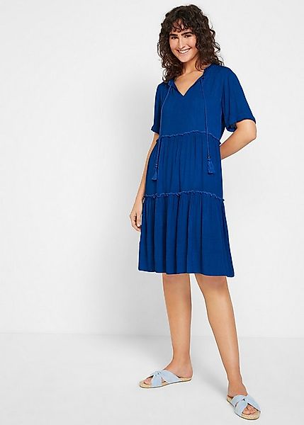 bonprix Tunikakleid Knieumspielendes Viskose-Crinkle-Kleid mit Ausschnittde günstig online kaufen