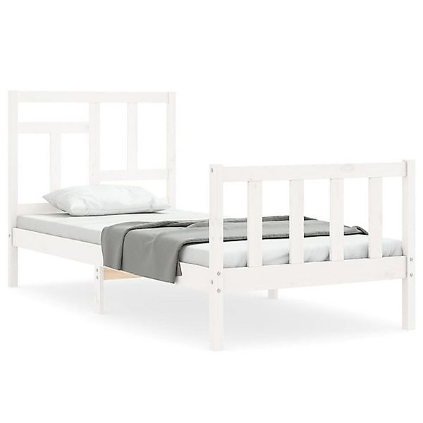 vidaXL Bettgestell, Massivholzbett mit Kopfteil Weiß 90x200 cm günstig online kaufen