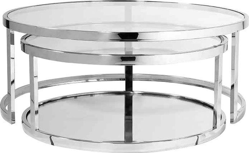Leonique Couchtisch Couchtisch, 2 rund, Glas, Chromgestell, Sicherheitsglas günstig online kaufen