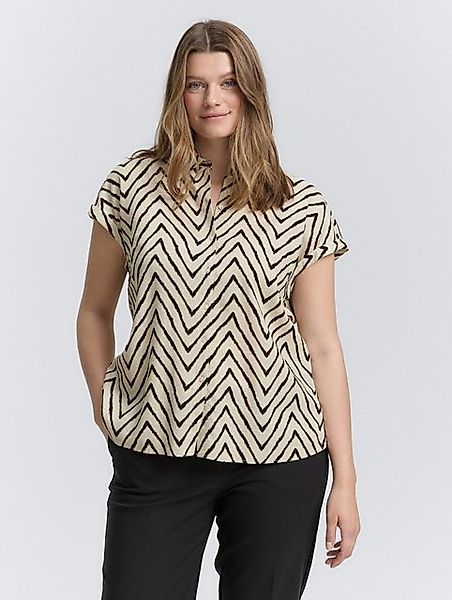 TOM TAILOR PLUS Kurzarmbluse Plus Size - Loose Fit Bluse mit Leinenanteil günstig online kaufen