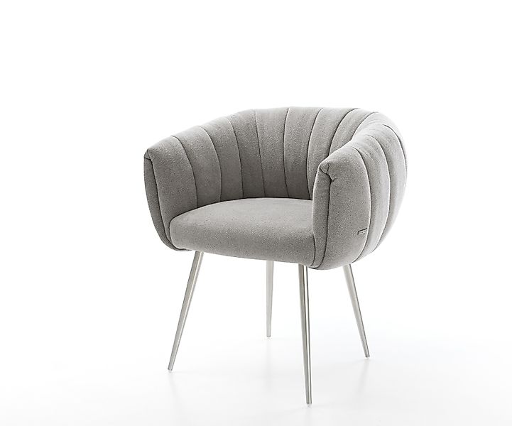 Esszimmerstuhl Jada-Flex Strukturstoff Soft Grau 4-Fuß konisch Edelstahl Ta günstig online kaufen