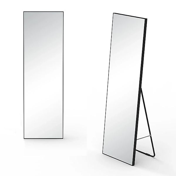 Aica Sanitär Ganzkörperspiegel Schwarz Aluminum 40L x 140H cm 2in1 Standspi günstig online kaufen