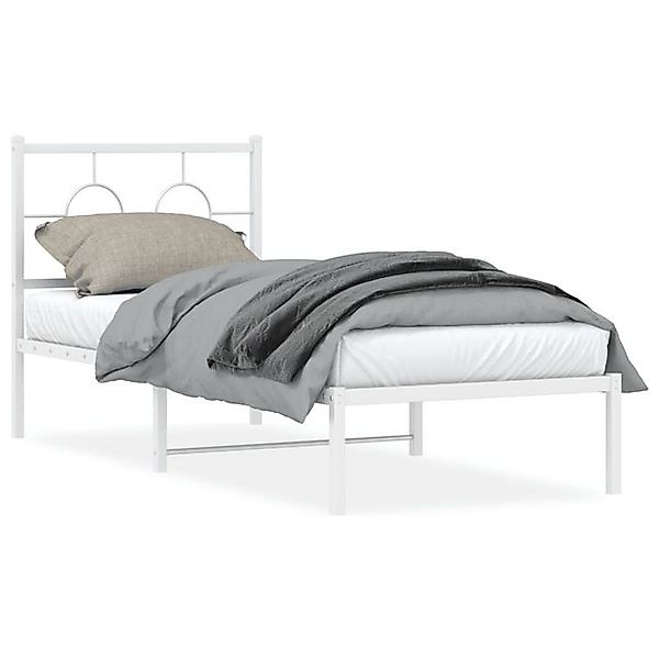 vidaXL Bettgestell, Bettrahmen mit Kopfteil Metall Weiß 80x200 cm günstig online kaufen