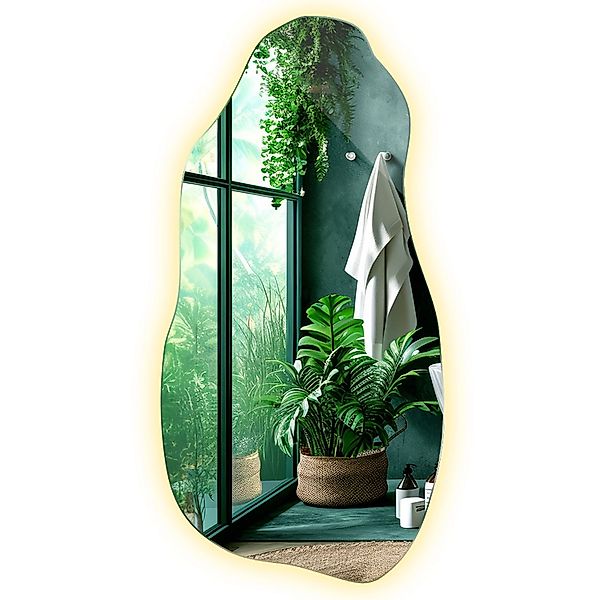 Tulup LED Spiegel Asymmetrischer Spiegel Beleuchtet 50x100 cm LED Organisch günstig online kaufen