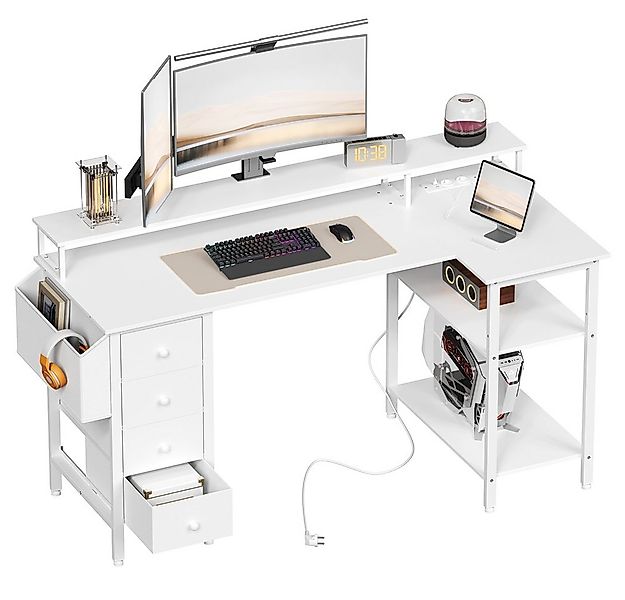 Yaheetech Computertisch L-förmiger Schreibtisch 120/140cm (B), mit Monitorh günstig online kaufen