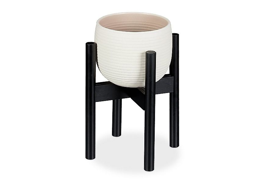 relaxdays Blumenständer Bambus verstellbar schwarz günstig online kaufen