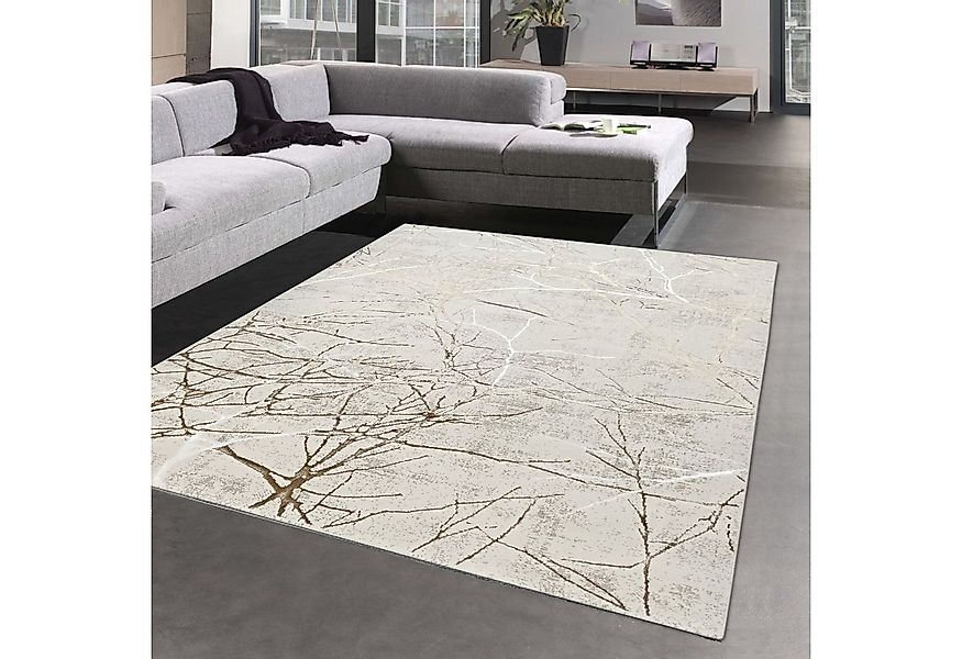 Carpetia Teppich Moderner Designerteppich mit glänzenden Ästen abstrakt cre günstig online kaufen