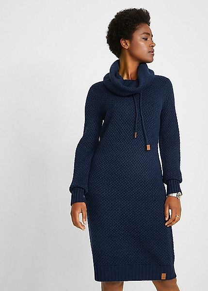 bonprix Strickkleid mit Schalkragen und Kordelzug, in Waffeloptik günstig online kaufen
