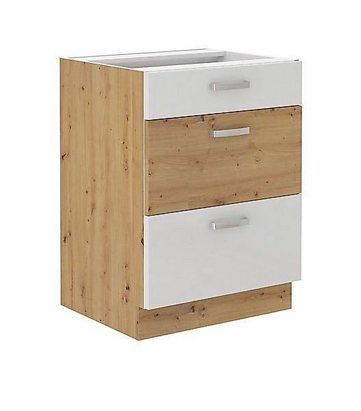 Küchen-Preisbombe Unterschrank 60 cm Eiche Artisan + Weiß Hochglanz Küche V günstig online kaufen