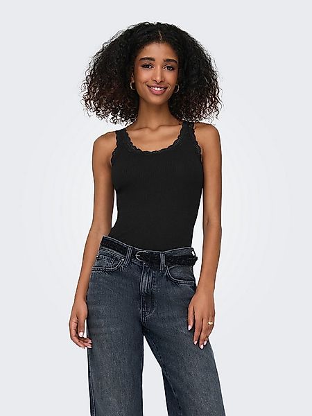 ONLY Tanktop ONLSARA – Tanktop mit Spitzendetail am Ausschnitt Baumwollmisc günstig online kaufen