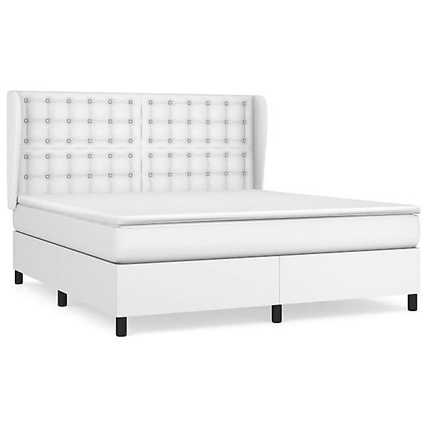 vidaXL Boxspringbett, Boxbett mit Matratze Weiß 160x200 cm Kunstleder günstig online kaufen