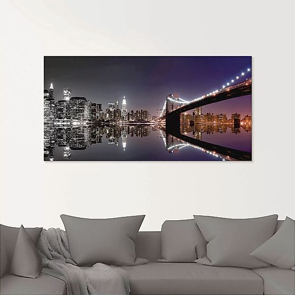 Artland Glasbild "New York Skyline nächtliche Reflektion", Amerika, (1 St.) günstig online kaufen