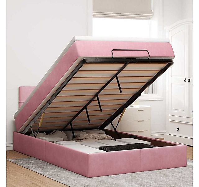 vidaXL Bett, Ottoman-Bett mit Matratze Rosa 120x200 cm Samt günstig online kaufen