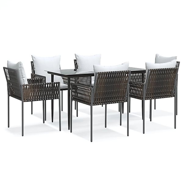 vidaXL 7-Tlg Garten-Essgruppe mit Kissen Poly Rattan und Stahl 3187054 günstig online kaufen