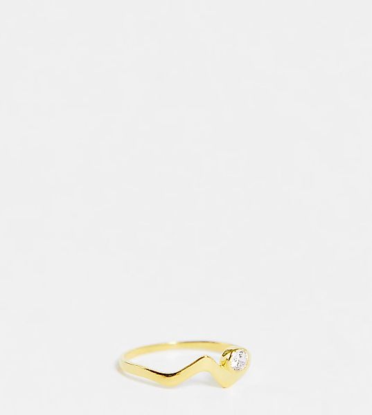 ASOS DESIGN Curve – Vergoldeter Ring aus Sterlingsilber mit Zierstein-Goldf günstig online kaufen